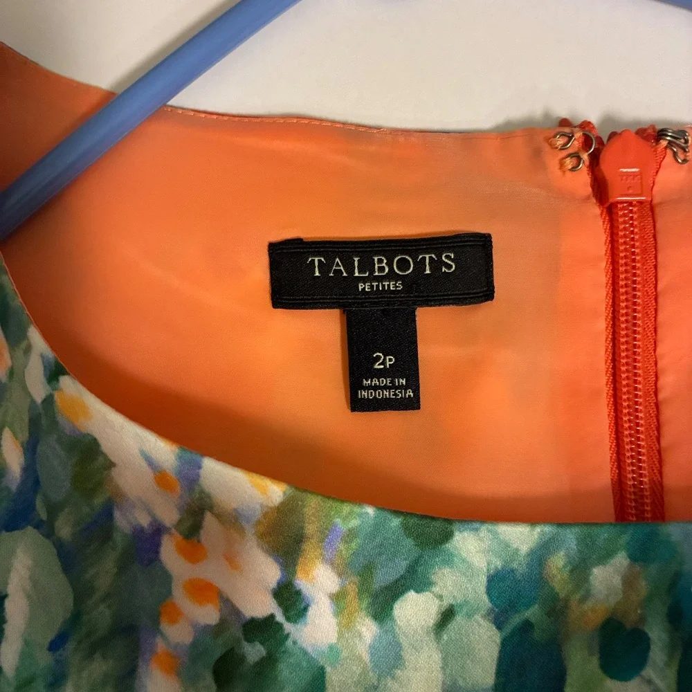 Talbots Petites Dress 2P Fit and Flare floral sleeveless garden party wedding - Picture 7 of 8